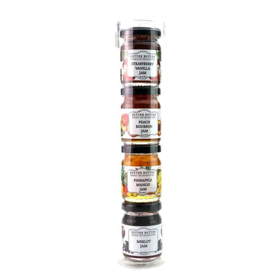 
                    
                      Gourmet Gift Tubes | Artisan 4-Pack Mini Sampler Jam Mustard Tapenade Set - Sutter Buttes Olive Oil
                    
                  