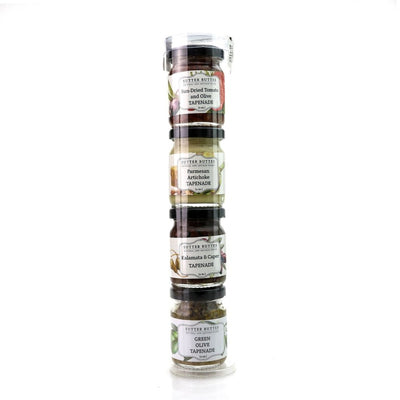 
                    
                      Gourmet Gift Tubes | Artisan 4-Pack Mini Sampler Jam Mustard Tapenade Set - Sutter Buttes Olive Oil
                    
                  