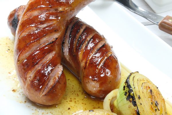 grilled sausage with garlic olive oil