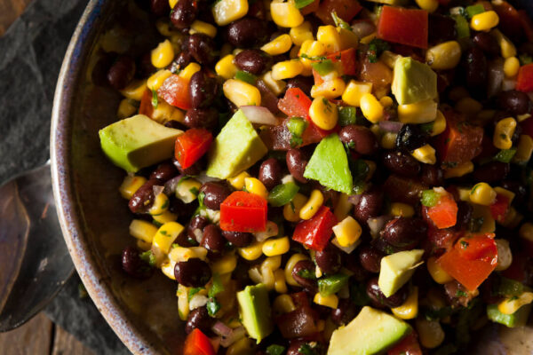 sutter buttes corn bean tomato and avocado topping salad
